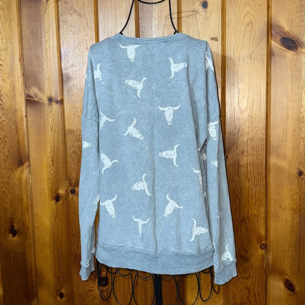 Vintage Havana Light Blue Sweater long horn western country rodeo causal top - Picture 4 of 5